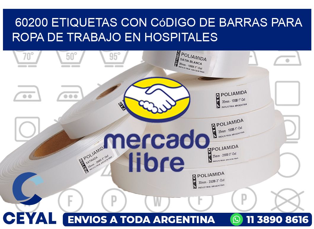 60200 Etiquetas con código de barras para ropa de trabajo en hospitales