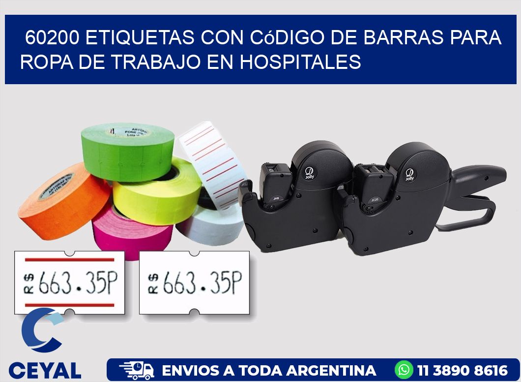 60200 Etiquetas con código de barras para ropa de trabajo en hospitales