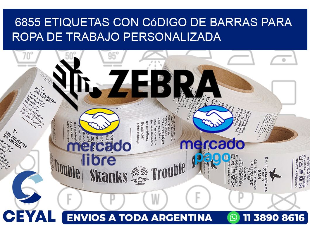 6855 Etiquetas con código de barras para ropa de trabajo personalizada