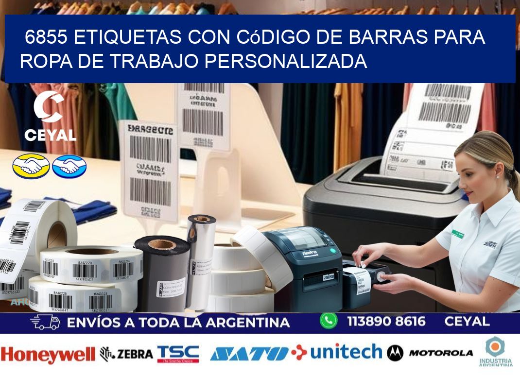 6855 Etiquetas con código de barras para ropa de trabajo personalizada