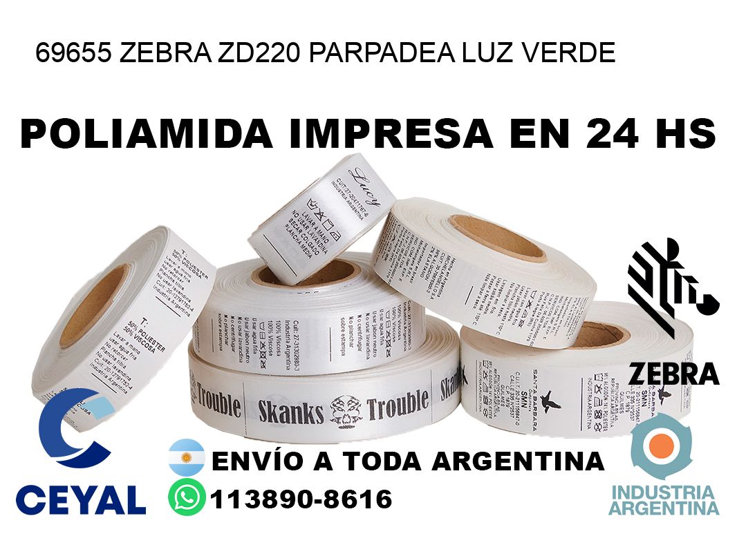 69655 Zebra ZD220 parpadea luz verde
