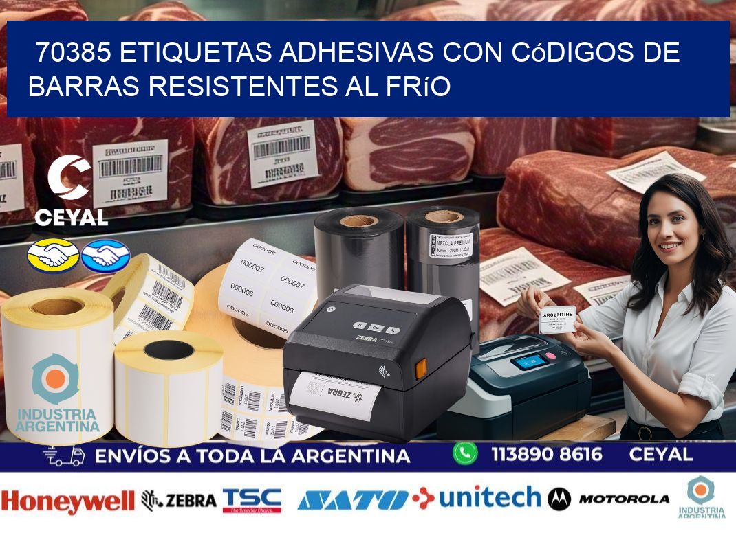 70385 Etiquetas adhesivas con códigos de barras resistentes al frío