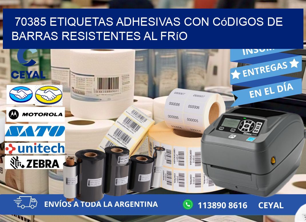 70385 Etiquetas adhesivas con códigos de barras resistentes al frío