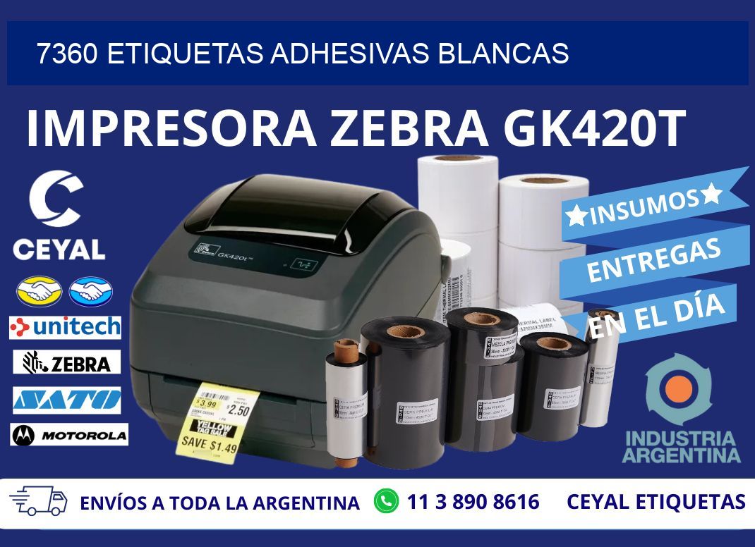 7360 etiquetas adhesivas blancas