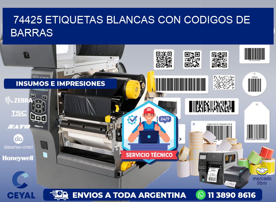 74425 etiquetas blancas con codigos de barras