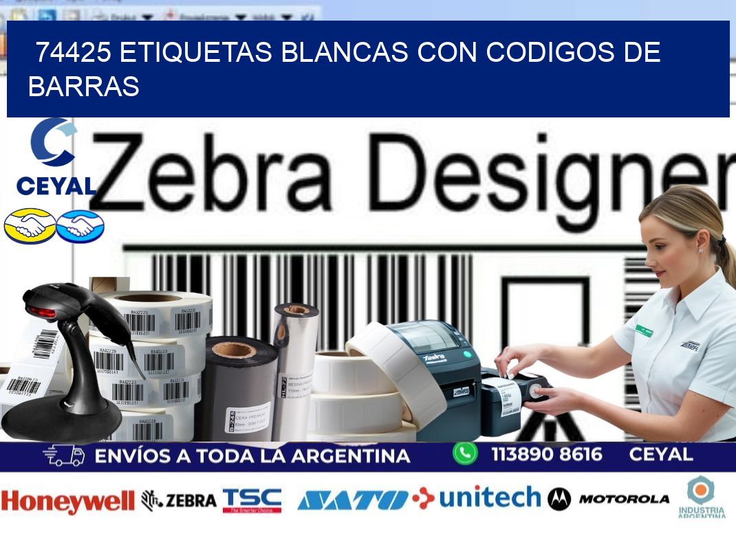 74425 etiquetas blancas con codigos de barras