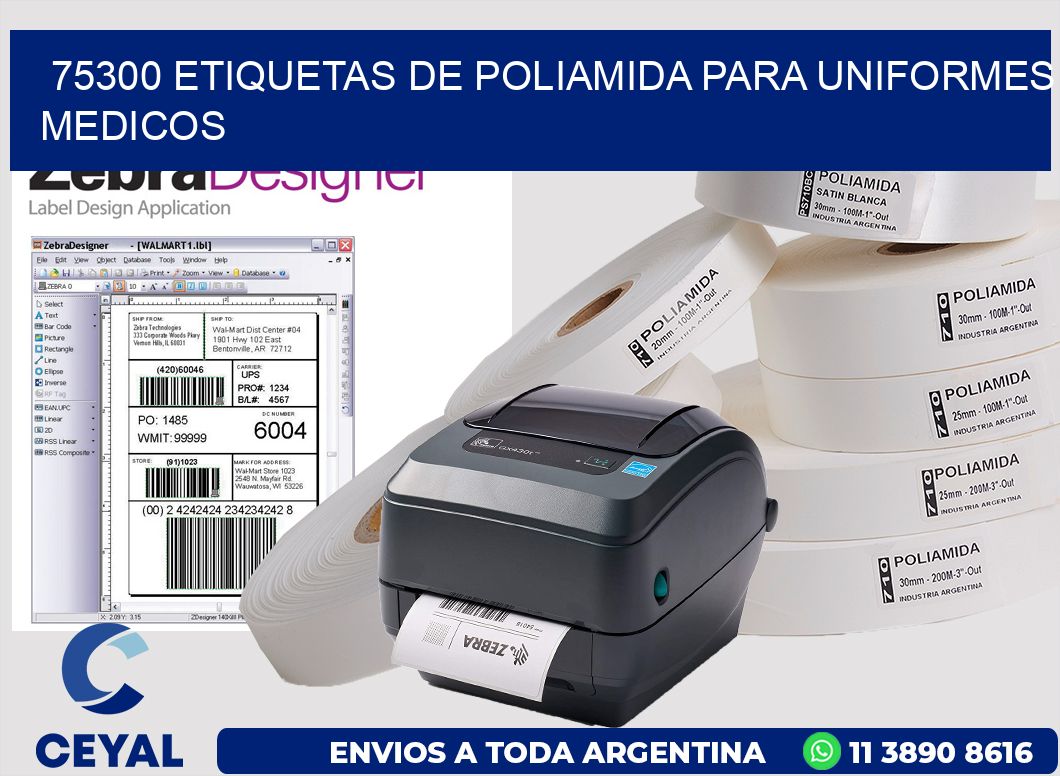 75300 Etiquetas de poliamida para uniformes medicos