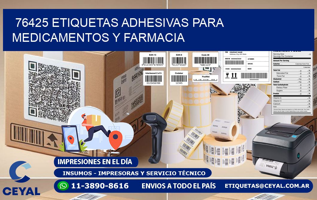 76425 Etiquetas adhesivas para medicamentos y farmacia