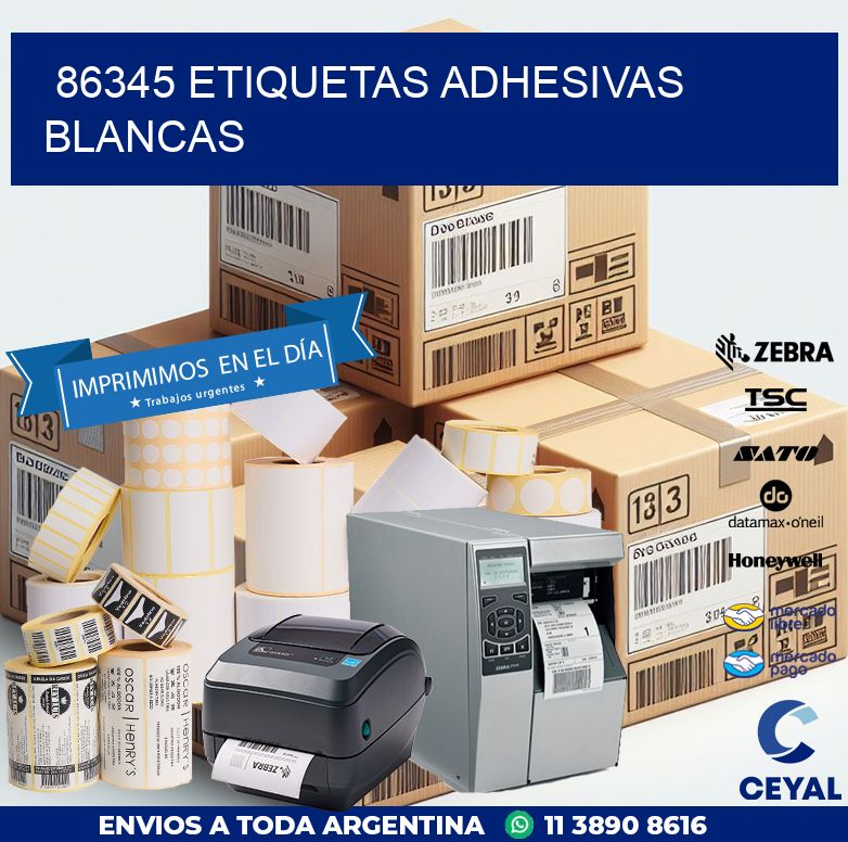 86345 etiquetas adhesivas blancas