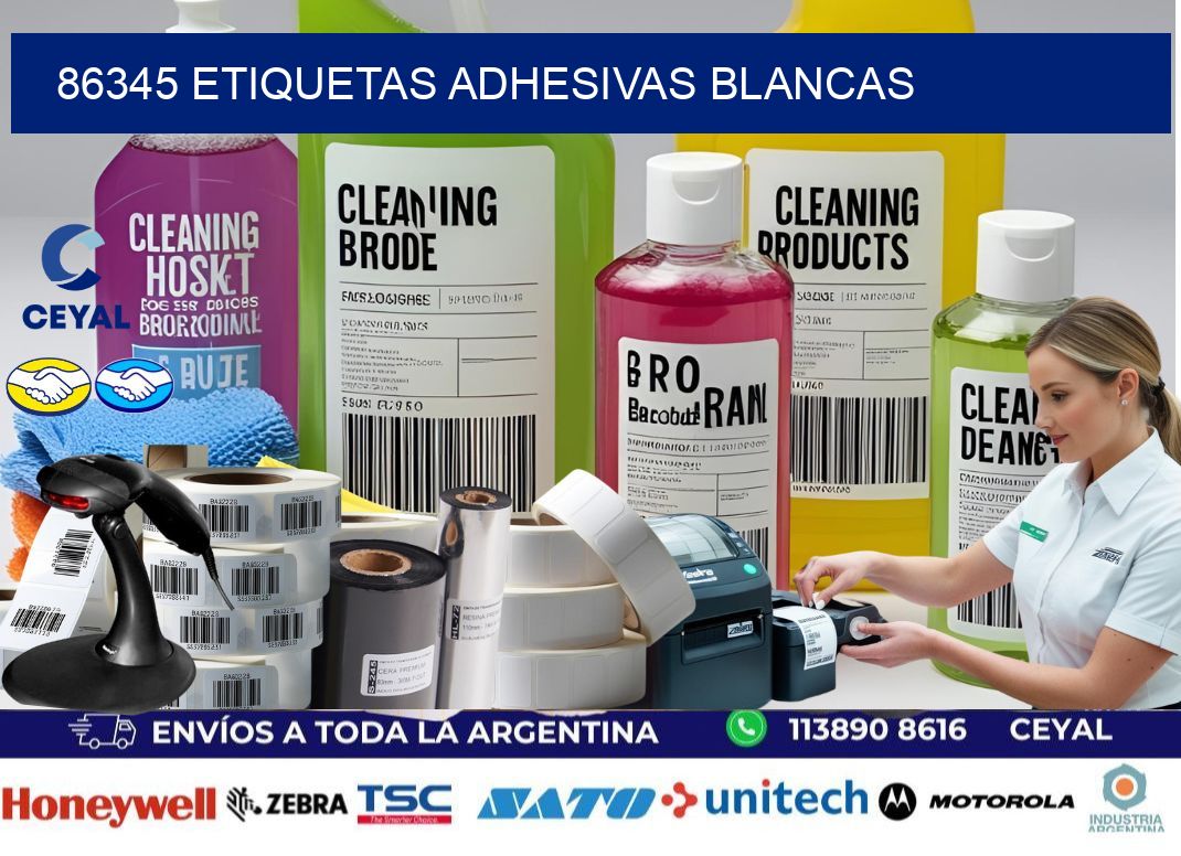 86345 etiquetas adhesivas blancas
