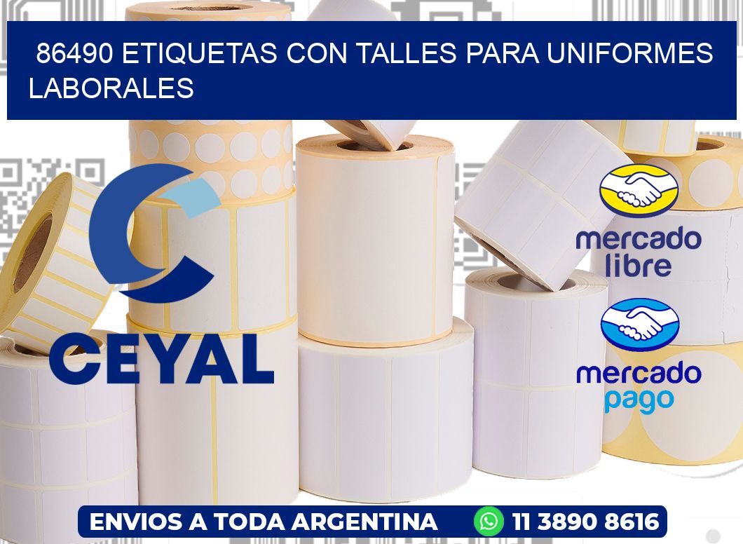 86490 etiquetas con talles para uniformes laborales