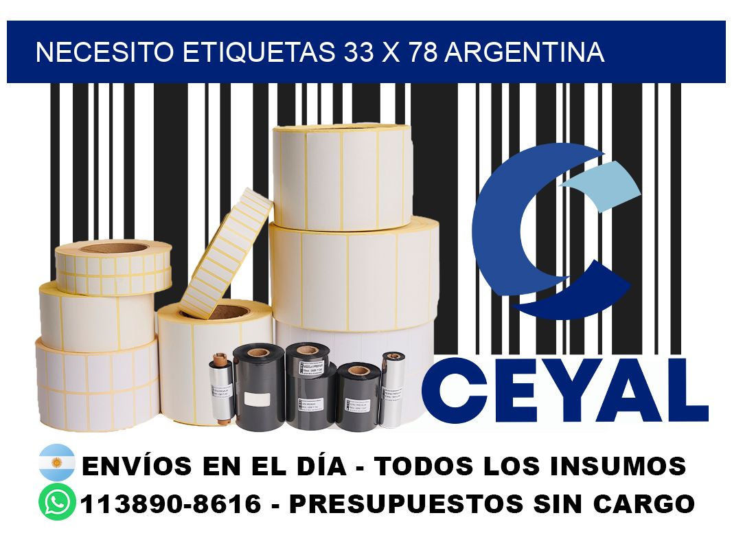 Necesito etiquetas 33 x 78 argentina