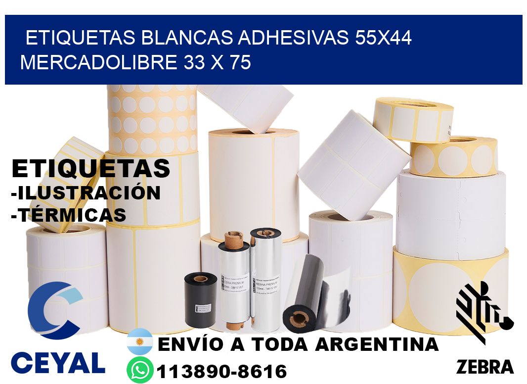 etiquetas blancas adhesivas 55x44 mercadolibre 33 x 75