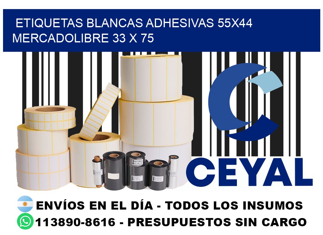 etiquetas blancas adhesivas 55x44 mercadolibre 33 x 75
