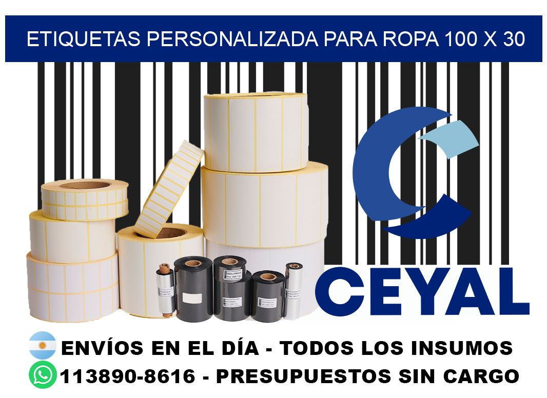 etiquetas personalizada para ropa 100 x 30