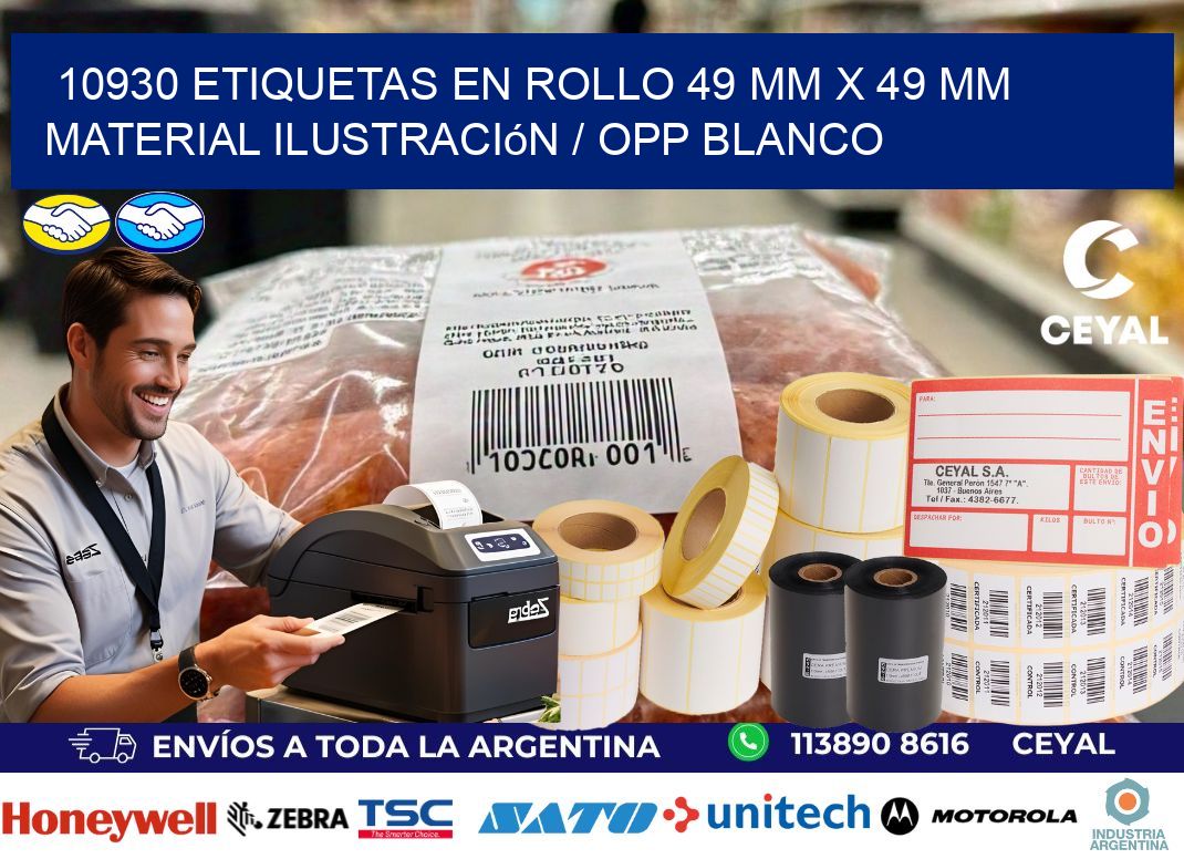 10930 Etiquetas en rollo 49 mm x 49 mm material Ilustración / OPP Blanco