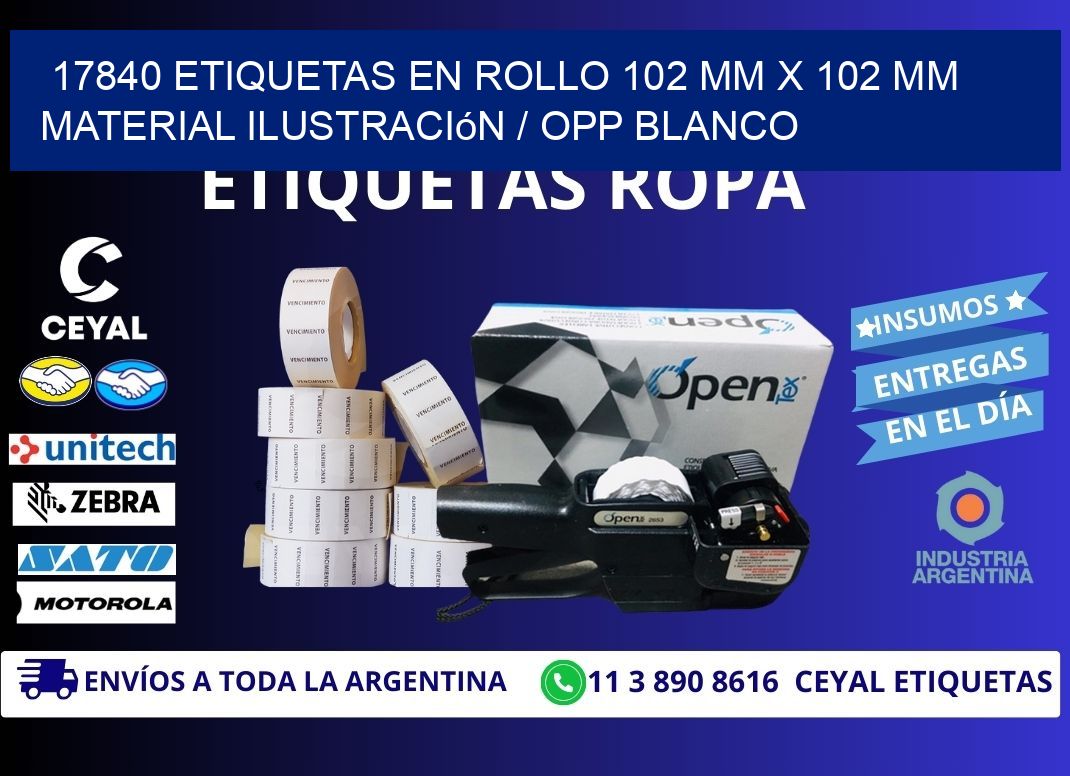 17840 Etiquetas en rollo 102 mm x 102 mm material Ilustración / OPP Blanco