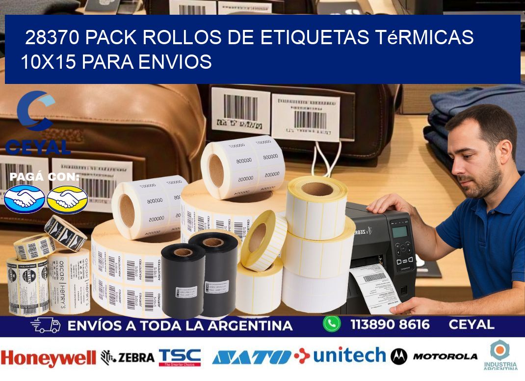 28370 pack rollos de etiquetas térmicas 10x15 para Envios