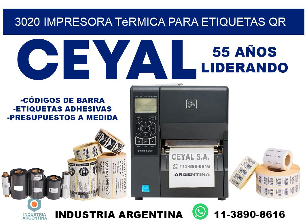 3020 impresora térmica para etiquetas QR