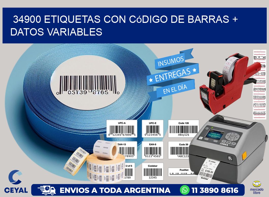 34900 etiquetas con código de barras + datos variables