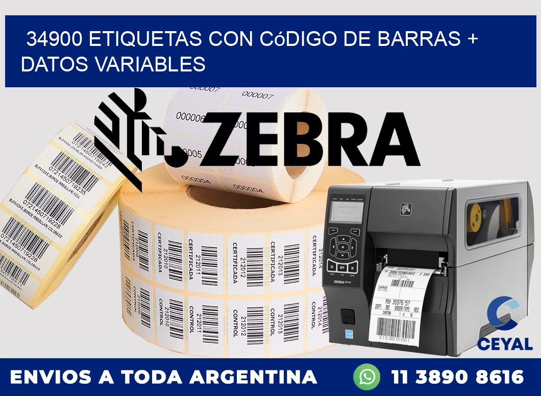 34900 etiquetas con código de barras + datos variables