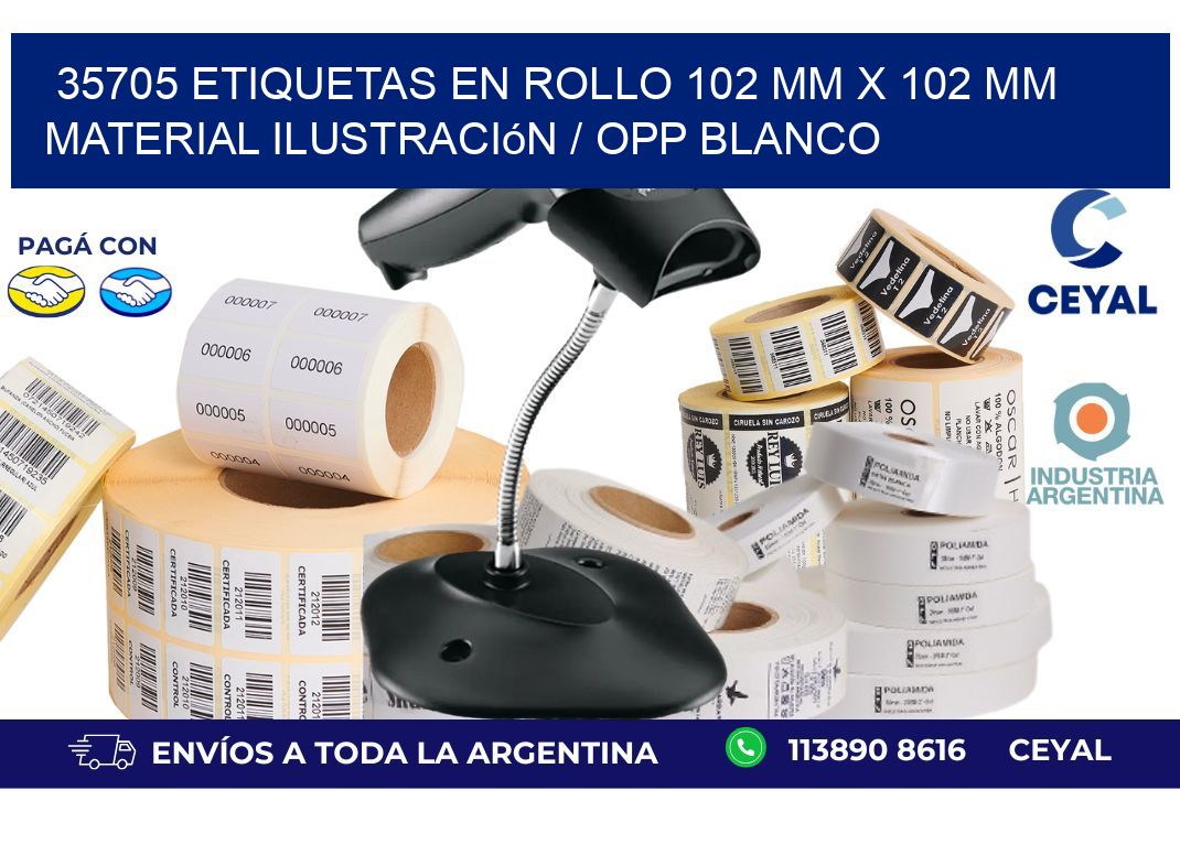 35705 Etiquetas en rollo 102 mm x 102 mm material Ilustración / OPP Blanco