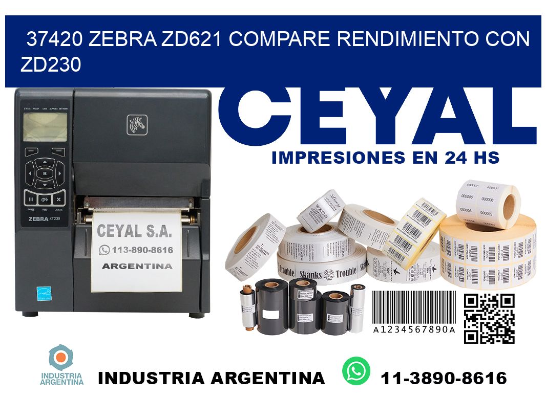 37420 Zebra ZD621 compare rendimiento con ZD230