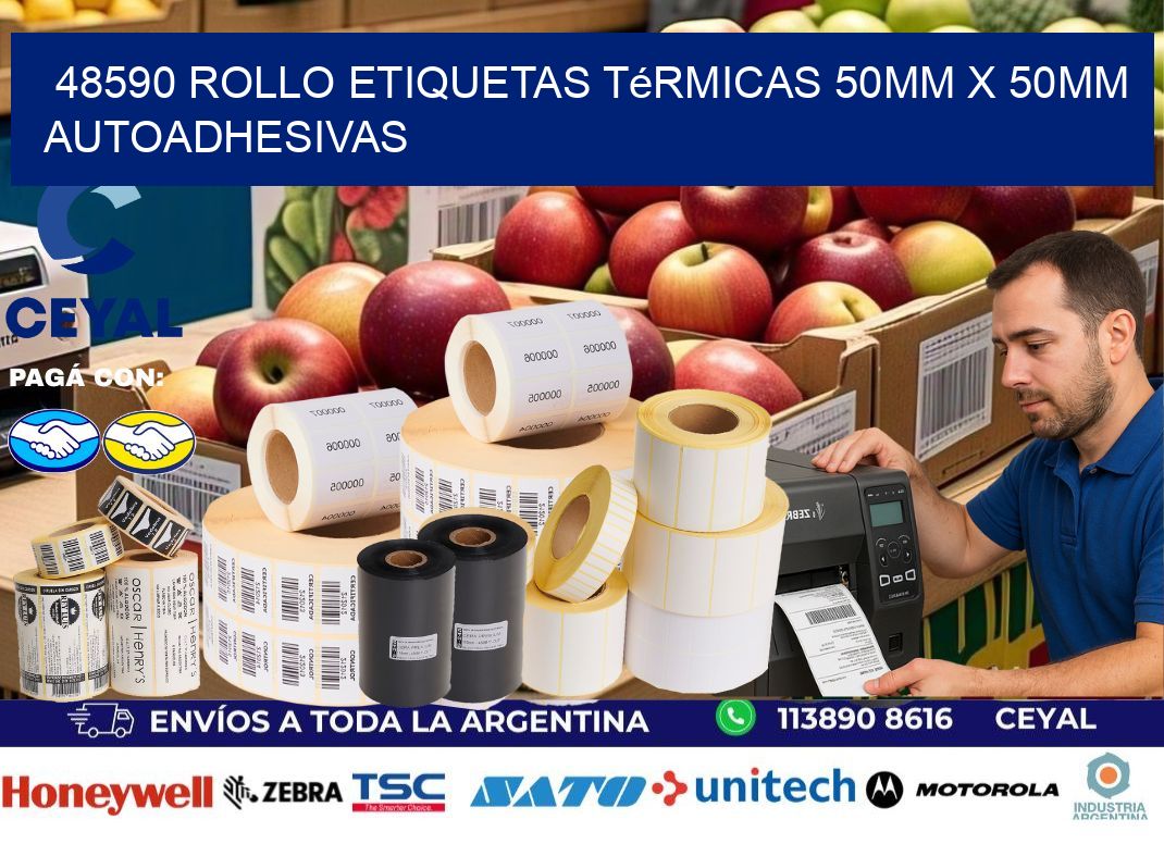 48590 Rollo Etiquetas Térmicas 50mm X 50mm Autoadhesivas