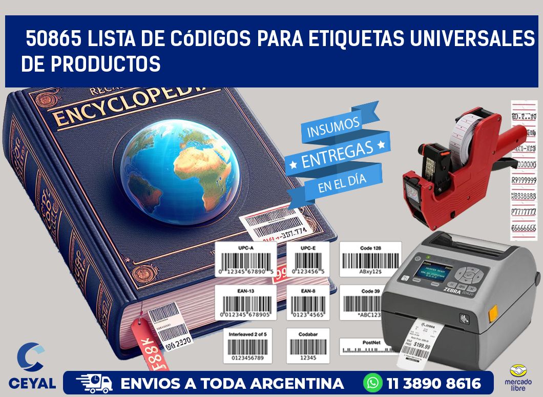 50865 Lista de códigos para etiquetas universales de productos