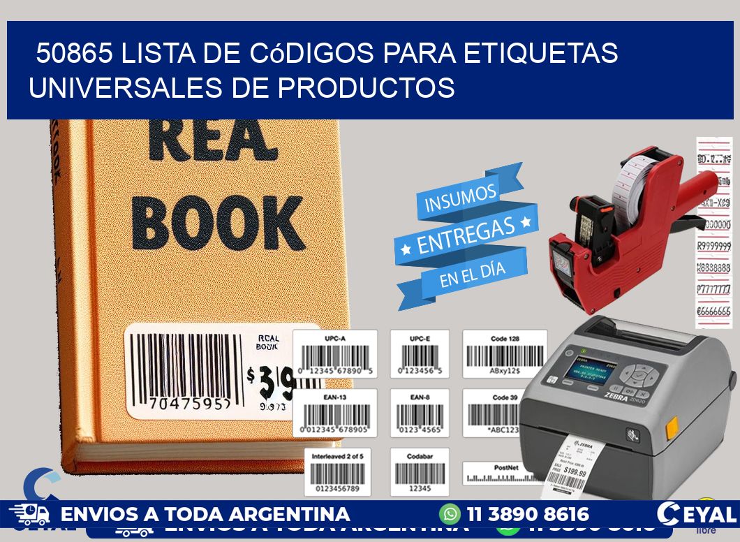 50865 Lista de códigos para etiquetas universales de productos