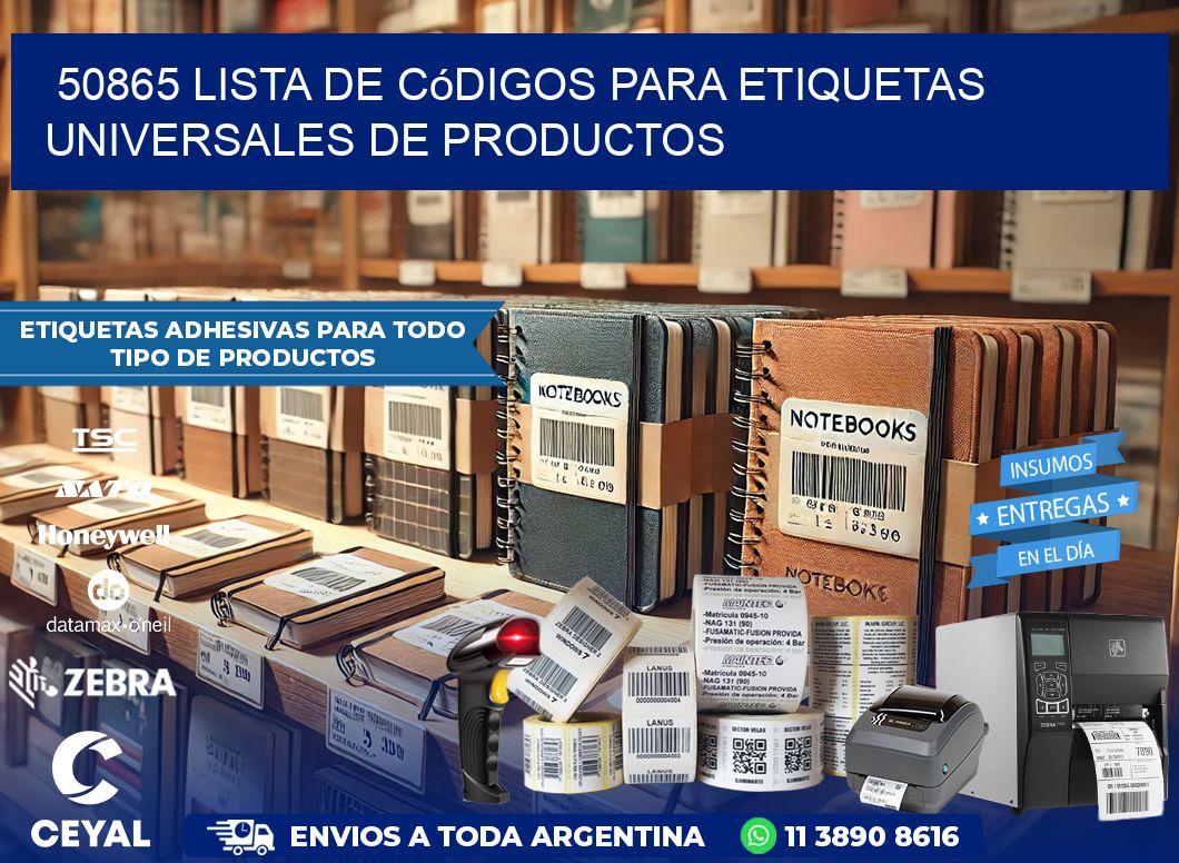 50865 Lista de códigos para etiquetas universales de productos