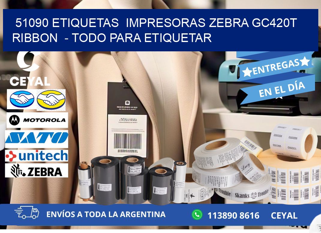 51090 etiquetas  impresoras zebra gc420t ribbon  - Todo para Etiquetar