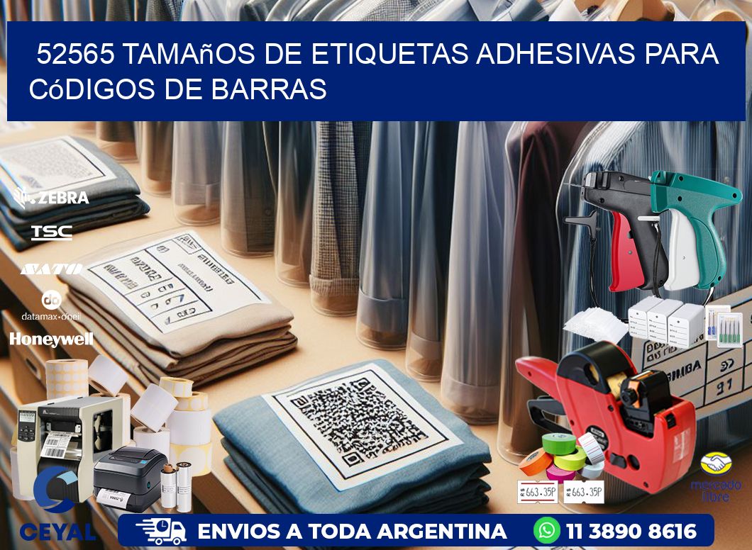 52565 Tamaños de etiquetas adhesivas para códigos de barras