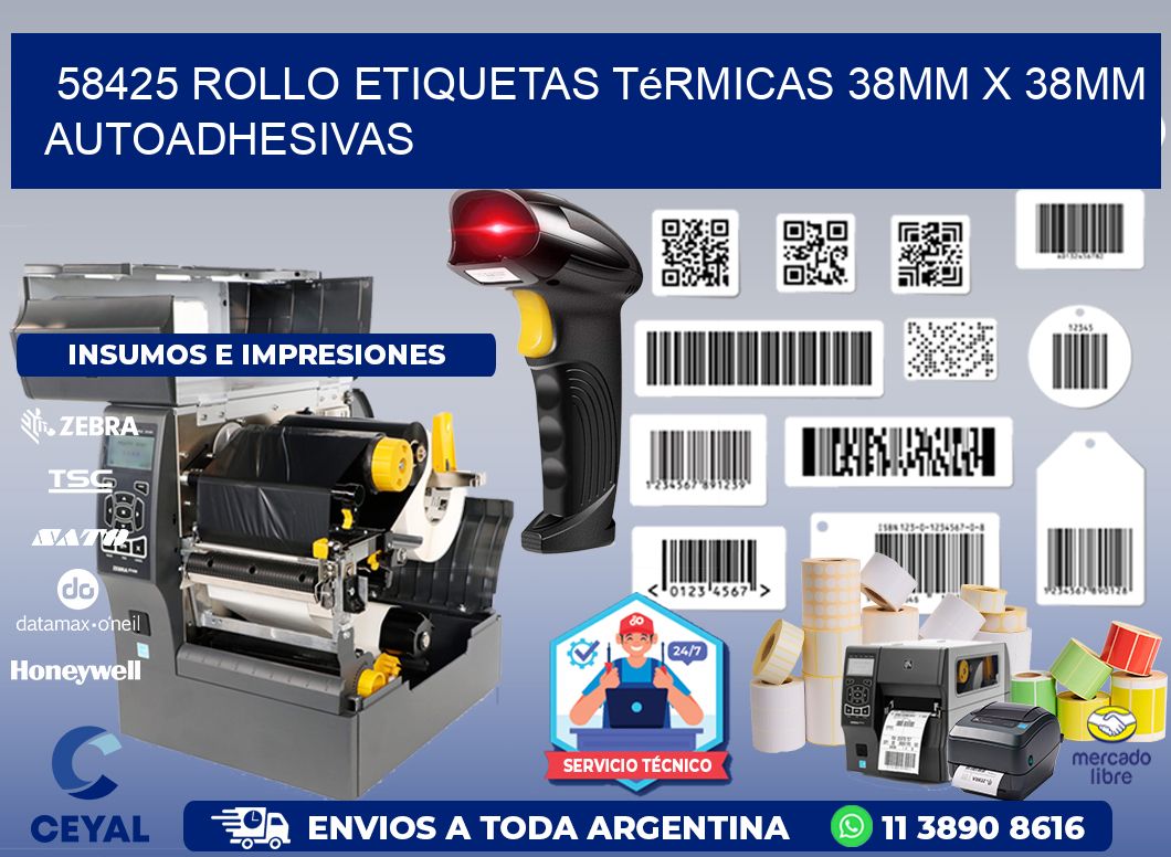 58425 Rollo Etiquetas Térmicas 38mm X 38mm Autoadhesivas