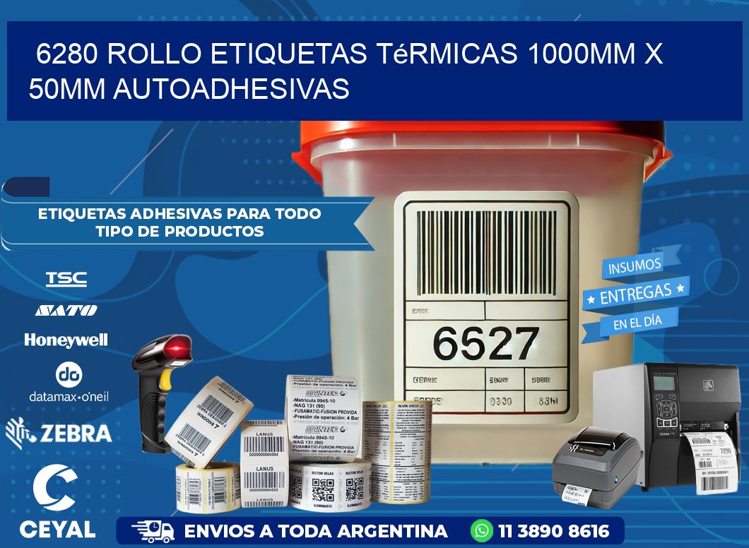 6280 Rollo Etiquetas Térmicas 1000mm X 50mm Autoadhesivas