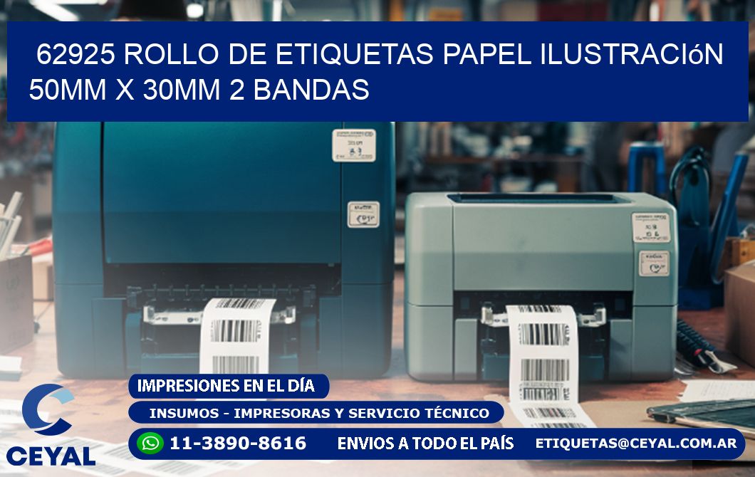 62925 Rollo de Etiquetas Papel Ilustración 50mm x 30mm 2 Bandas