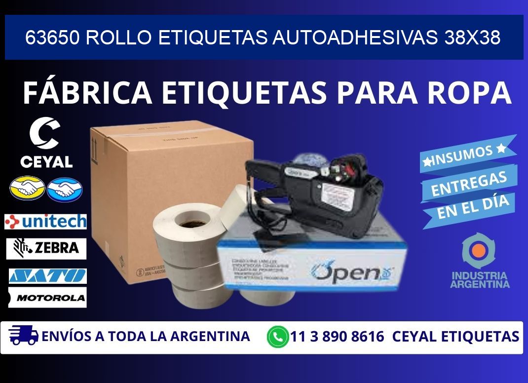 63650 Rollo Etiquetas autoadhesivas 38x38