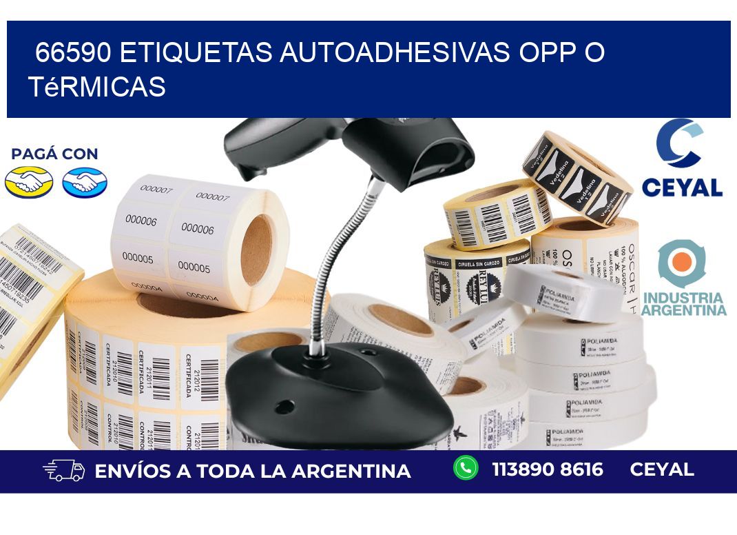 66590 etiquetas autoadhesivas opp o térmicas