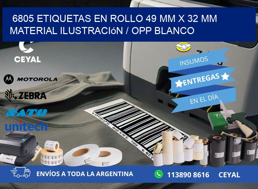 6805 Etiquetas en rollo 49 mm x 32 mm material Ilustración / OPP Blanco