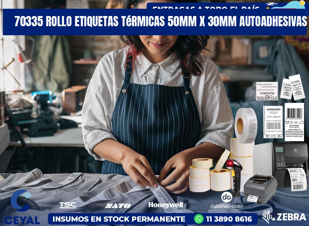70335 Rollo Etiquetas Térmicas 50mm X 30mm Autoadhesivas