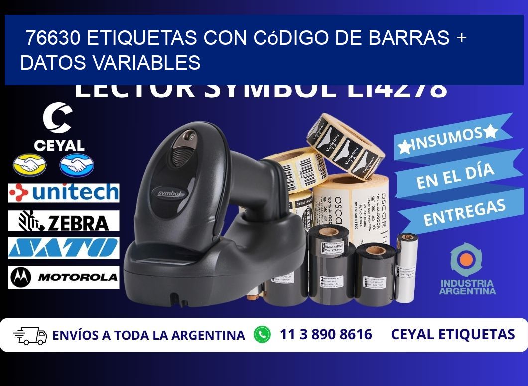 76630 etiquetas con código de barras + datos variables