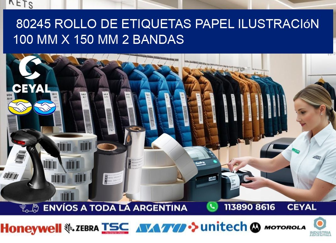 80245 Rollo de Etiquetas Papel Ilustración 100 mm x 150 mm 2 Bandas