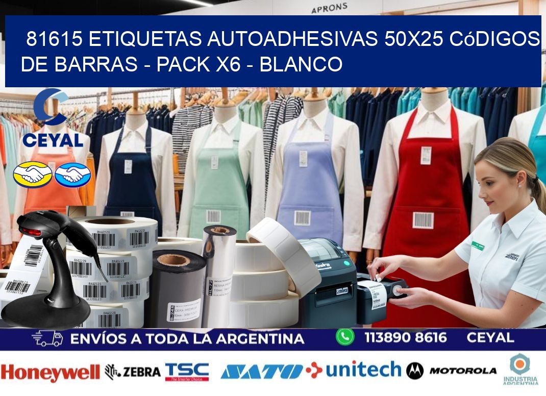 81615 Etiquetas Autoadhesivas 50x25 Códigos De Barras - Pack X6 - Blanco