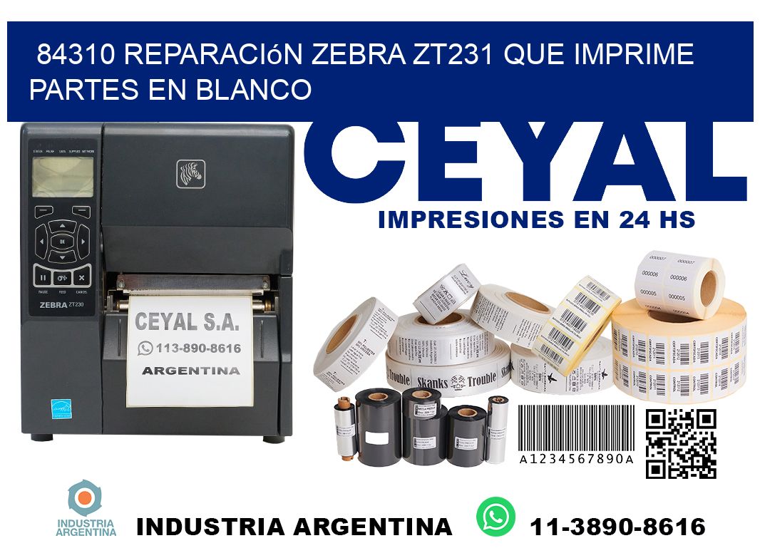 84310 reparación zebra zt231 que imprime partes en blanco