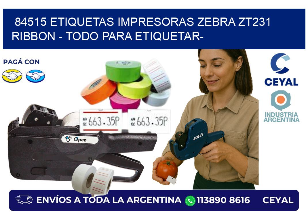 84515 etiquetas impresoras zebra zt231 ribbon - Todo para Etiquetar-