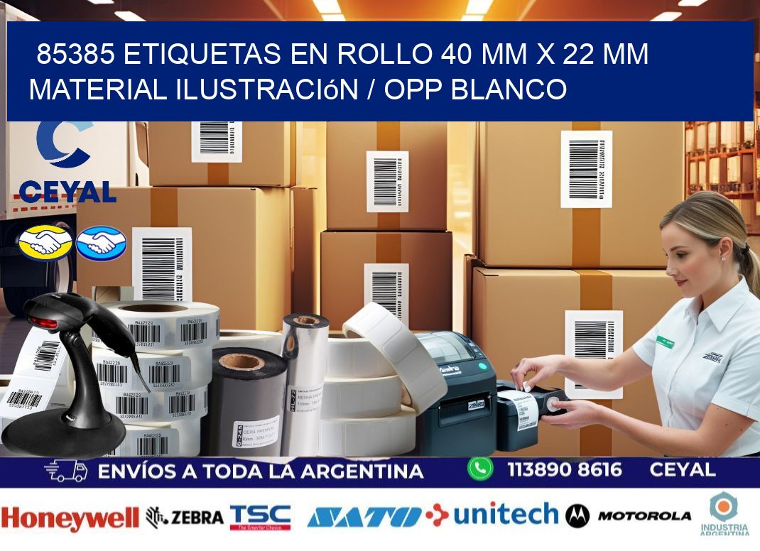 85385 Etiquetas en rollo 40 mm x 22 mm material Ilustración / OPP Blanco