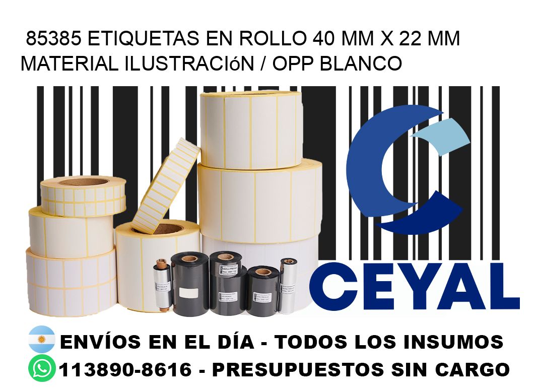 85385 Etiquetas en rollo 40 mm x 22 mm material Ilustración / OPP Blanco