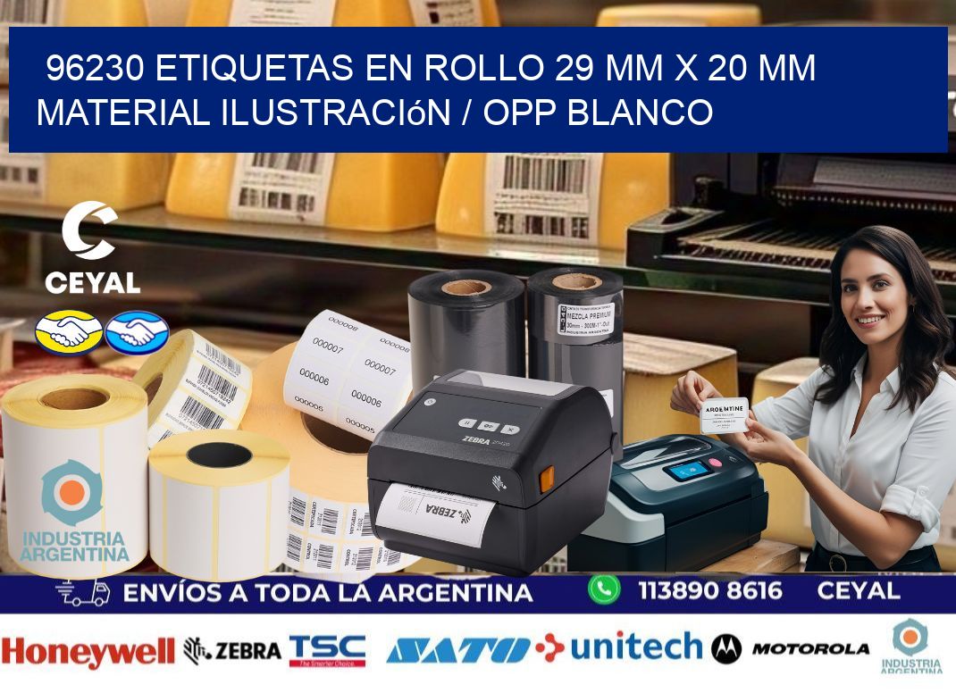 96230 Etiquetas en rollo 29 mm x 20 mm material Ilustración / OPP Blanco