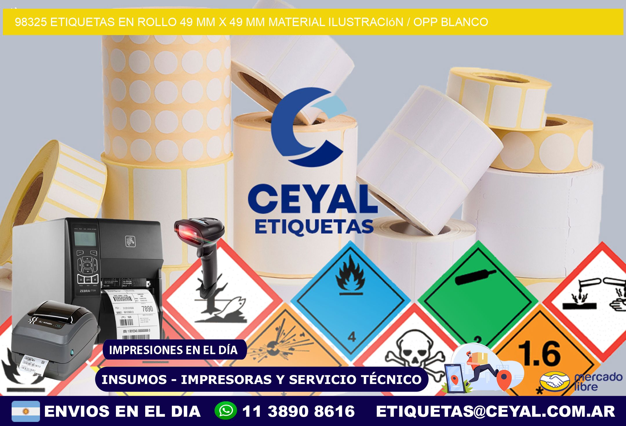 98325 Etiquetas en rollo 49 mm x 49 mm material Ilustración / OPP Blanco