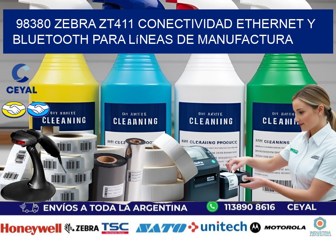 98380 Zebra ZT411 conectividad ethernet y Bluetooth para líneas de manufactura